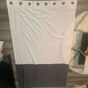 84 inch white and dark grey curtains. Set of 2